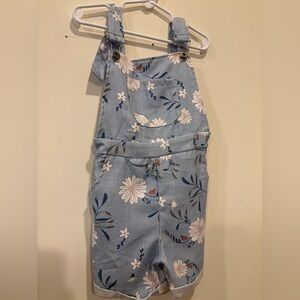 Floral Denim Overalls